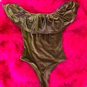 Grey velvet bodysuit